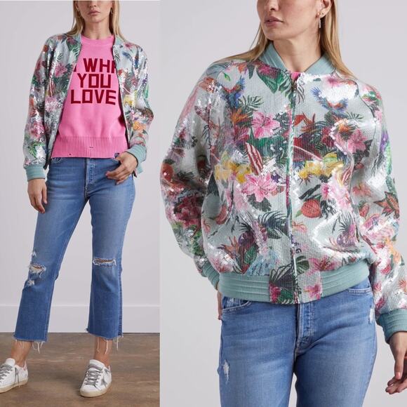 NWOT Golden Goose Journey Erica Miami Sequin Bomber Jacket Size 40/US 4 - Picture 1 of 10